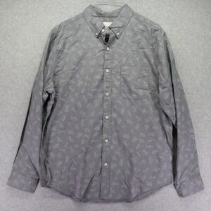 American Eagle Shirt Mens Large Casual Pocket Button Up Gray Long Sleeve